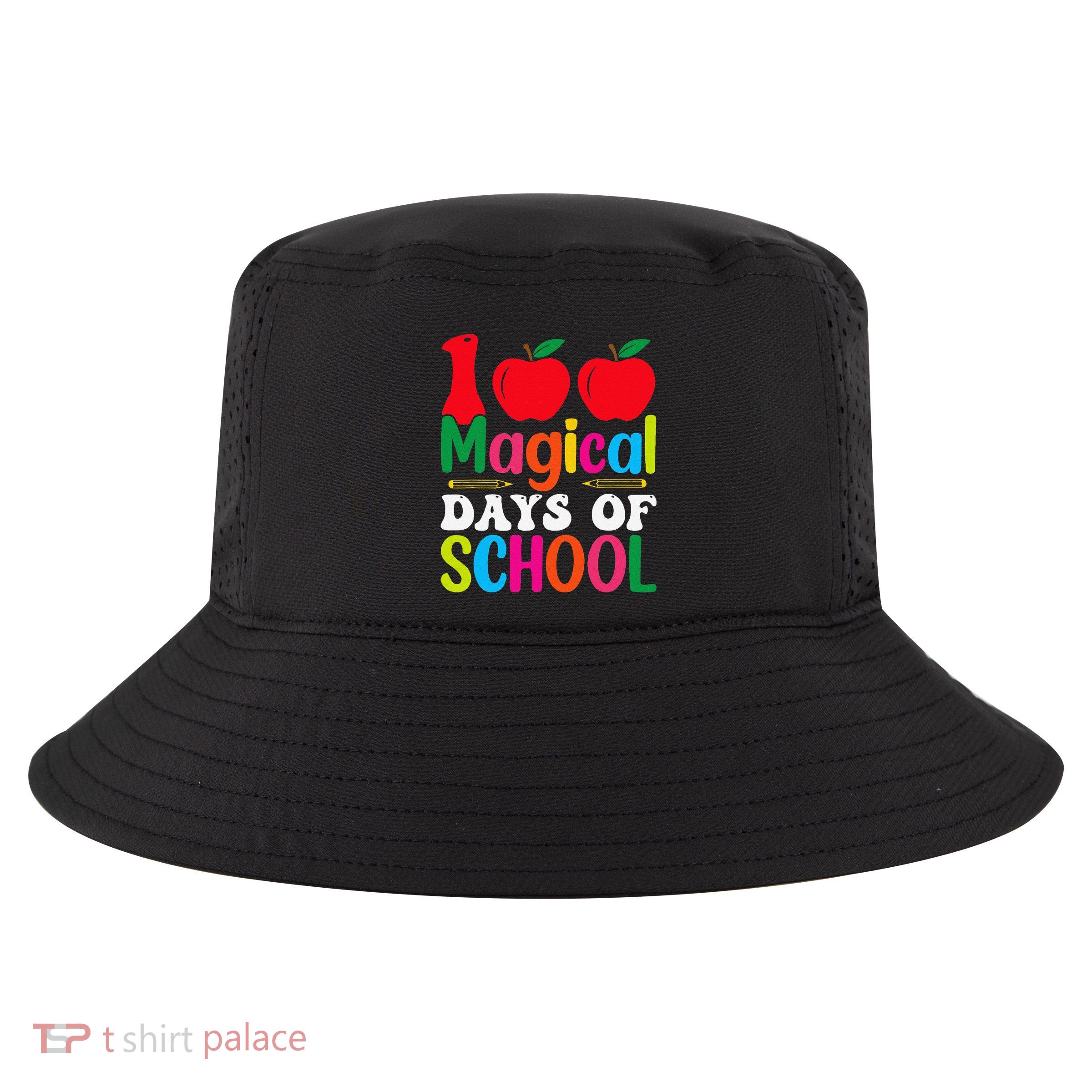 100 Magical Days Of School Apples Pencils Cool Comfort Performance Bucket Hat