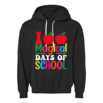100 Magical Days Of School Apples Pencils Garment-Dyed Fleece Hoodie