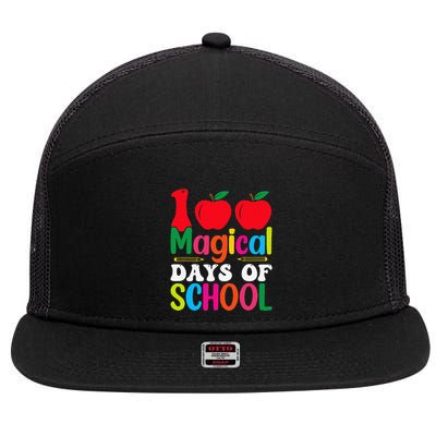 100 Magical Days Of School Apples Pencils 7 Panel Mesh Trucker Snapback Hat