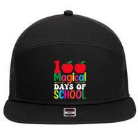 100 Magical Days Of School Apples Pencils 7 Panel Mesh Trucker Snapback Hat