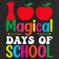 100 Magical Days Of School Apples Pencils 7 Panel Mesh Trucker Snapback Hat