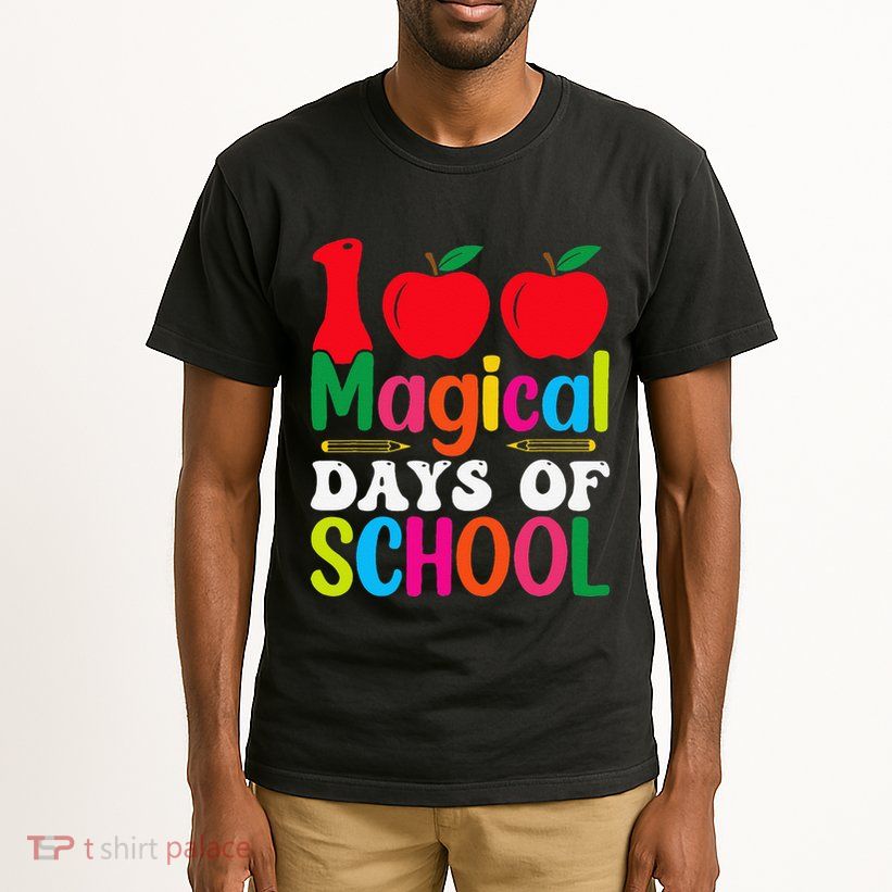 100 Magical Days Of School Apples Pencils Tall T-Shirt