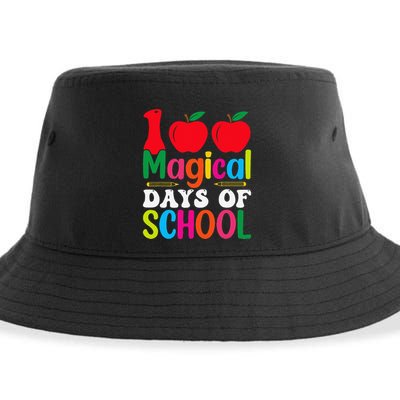 100 Magical Days Of School Apples Pencils Sustainable Bucket Hat