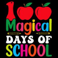 100 Magical Days Of School Apples Pencils Drawstring Bag