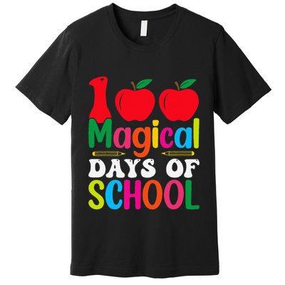 100 Magical Days Of School Apples Pencils Premium T-Shirt
