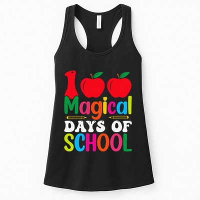 100 Magical Days Of School Apples Pencils Womens Tank Top