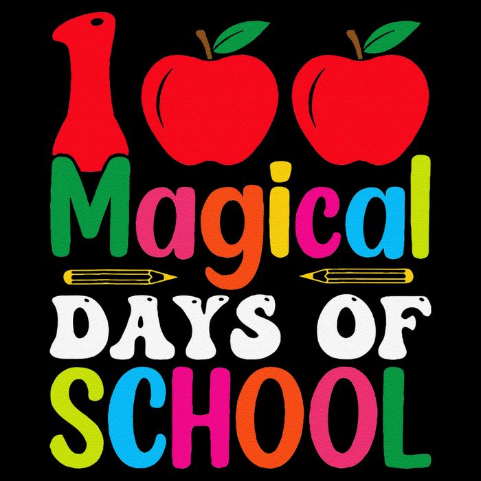 100 Magical Days Of School Apples Pencils Short Acrylic Beanie