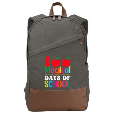 100 Magical Days Of School Apples Pencils Cotton Canvas Backpack
