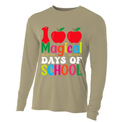 100 Magical Days Of School Apples Pencils Cooling Performance Long Sleeve Crew