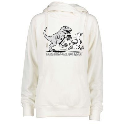 100 Mile Dino Valley Race Womens Funnel Neck Pullover Hood