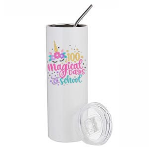 100 Magical Days Of School Unicorn Gift Teacher Student. Stainless Steel Tumbler