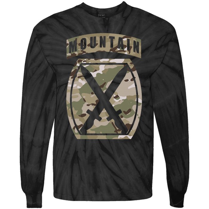 10th Mountain Division Patch 10th Mtn Ocp Multicam Camo Tie-Dye Long Sleeve Shirt