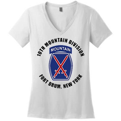 10th Mountain Division Fort Drum New York Women's V-Neck T-Shirt