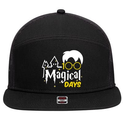 100 Magical Days Wizard 100th Days Of School 7 Panel Mesh Trucker Snapback Hat