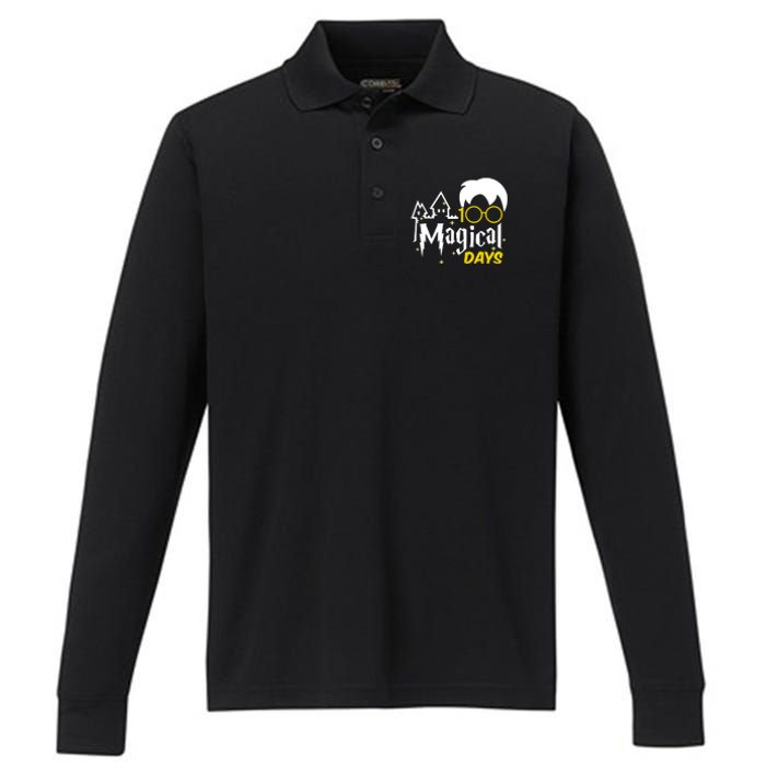 100 Magical Days Wizard 100th Days Of School Performance Long Sleeve Polo