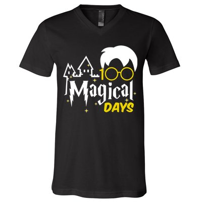 100 Magical Days Wizard 100th Days Of School V-Neck T-Shirt