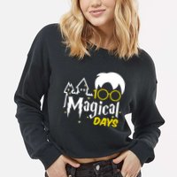 100 Magical Days Wizard 100th Days Of School Cropped Pullover Crew