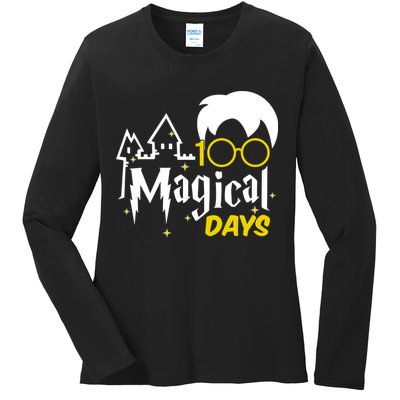 100 Magical Days Wizard 100th Days Of School Ladies Long Sleeve Shirt