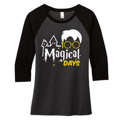 100 Magical Days Wizard 100th Days Of School Women's Tri-Blend 3/4-Sleeve Raglan Shirt