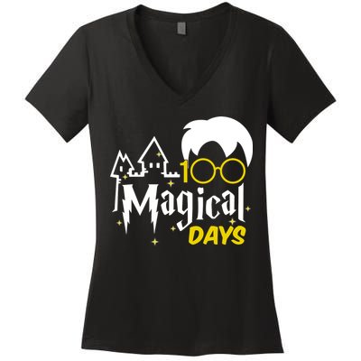 100 Magical Days Wizard 100th Days Of School Women's V-Neck T-Shirt