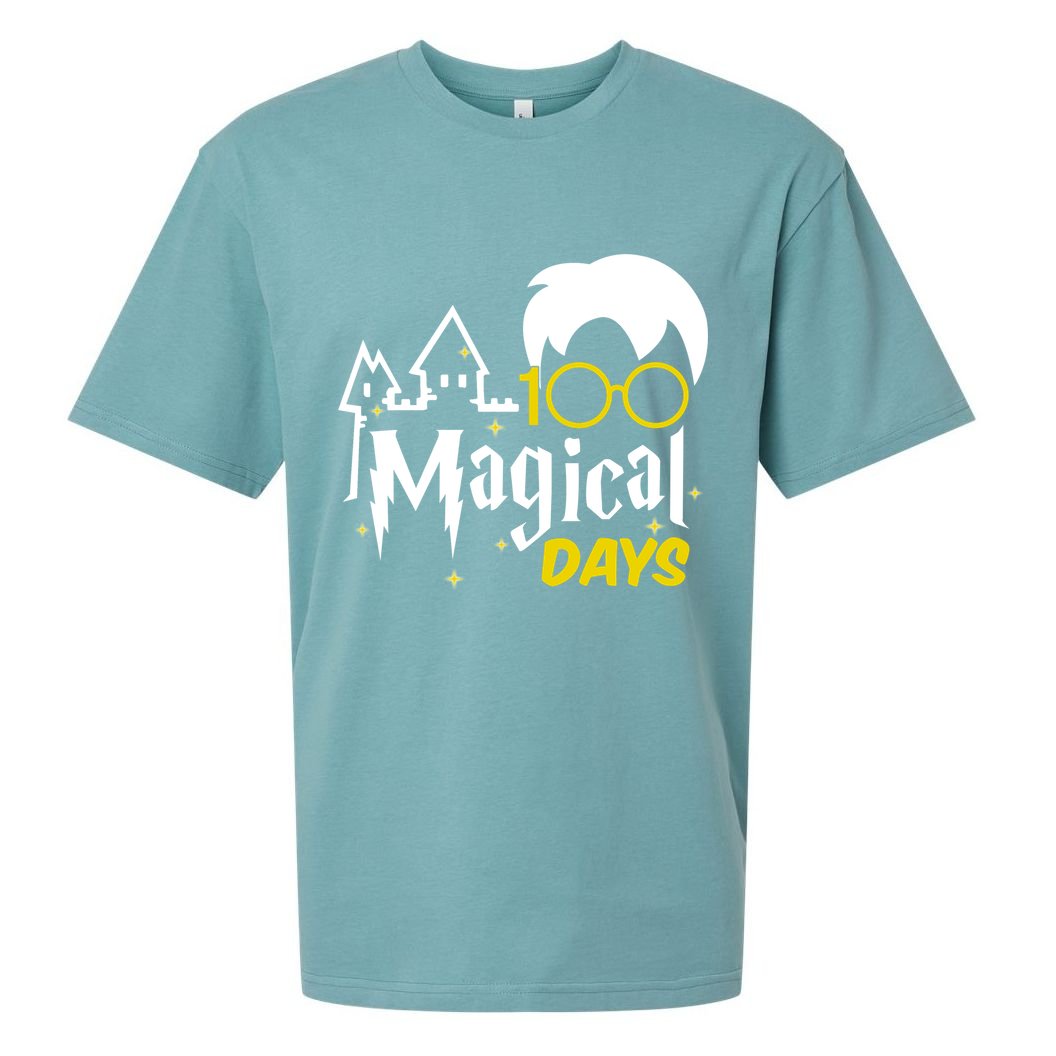 100 Magical Days Wizard 100th Days Of School Sueded Cloud Jersey T-Shirt