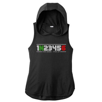 1N23456 Motorcycle Gear Shift Pattern Manual Transmission Ladies PosiCharge Tri-Blend Wicking Draft Hoodie Tank