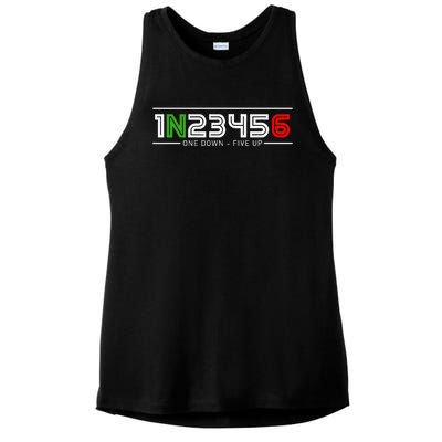 1N23456 Motorcycle Gear Shift Pattern Manual Transmission Ladies PosiCharge Tri-Blend Wicking Tank