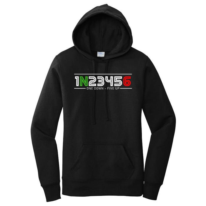 1N23456 Motorcycle Gear Shift Pattern Manual Transmission Women's Pullover Hoodie