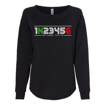 1N23456 Motorcycle Gear Shift Pattern Manual Transmission Womens California Wash Sweatshirt