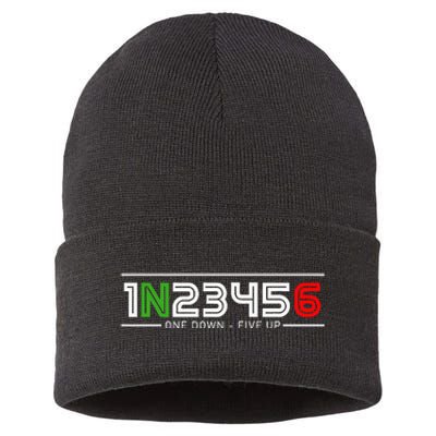 1N23456 Motorcycle Gear Shift Pattern Manual Transmission Sustainable Knit Beanie