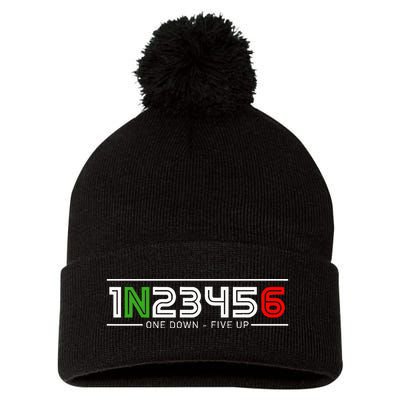 1N23456 Motorcycle Gear Shift Pattern Manual Transmission Pom Pom 12in Knit Beanie