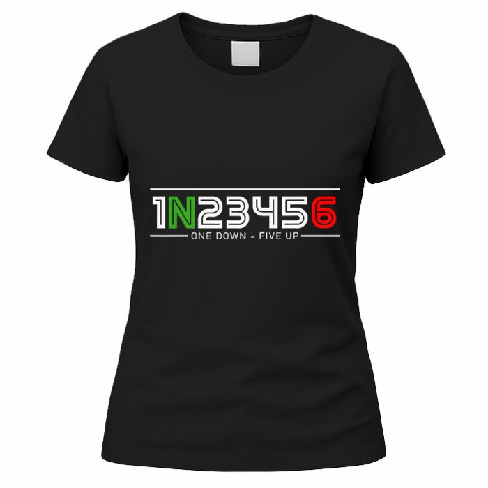 1N23456 Motorcycle Gear Shift Pattern Manual Transmission Women's T-Shirt