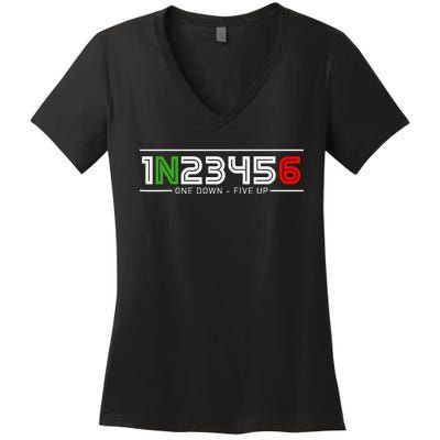 1N23456 Motorcycle Gear Shift Pattern Manual Transmission Women's V-Neck T-Shirt