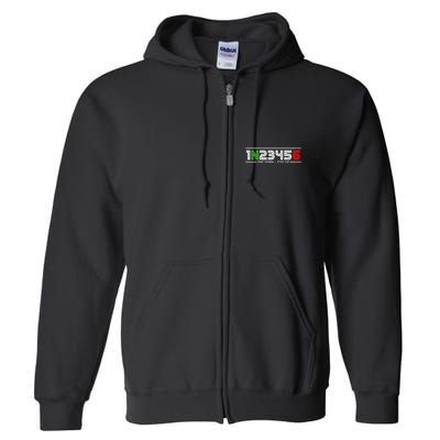 1N23456 Motorcycle Gear Shift Pattern Manual Transmission Full Zip Hoodie