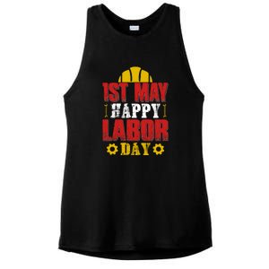 1st May Happy Labor Day Gift Ladies PosiCharge Tri-Blend Wicking Tank