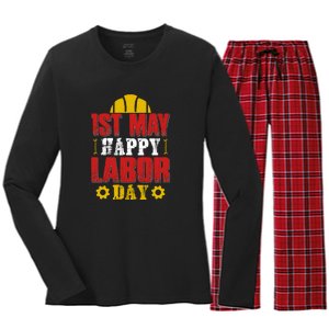 1st May Happy Labor Day Gift Women's Long Sleeve Flannel Pajama Set 