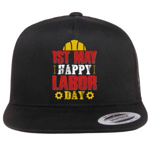 1st May Happy Labor Day Gift Flat Bill Trucker Hat