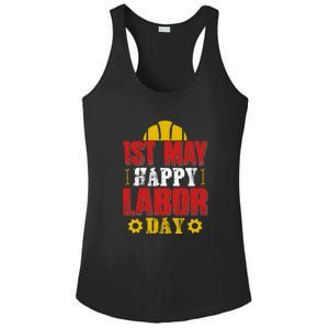 1st May Happy Labor Day Gift Ladies PosiCharge Competitor Racerback Tank