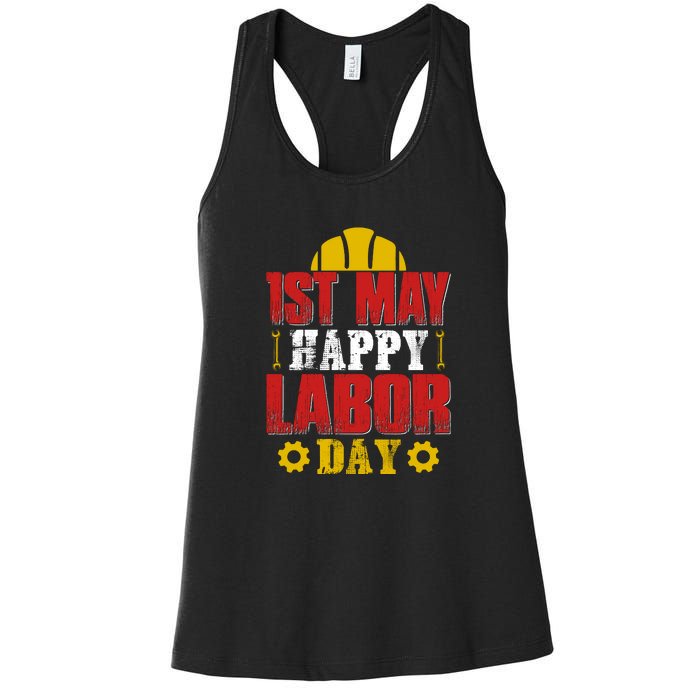 1st May Happy Labor Day Gift Women's Racerback Tank