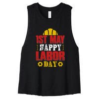 1st May Happy Labor Day Gift Women's Racerback Cropped Tank