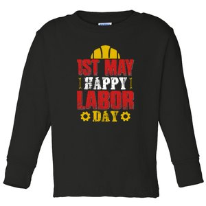 1st May Happy Labor Day Gift Toddler Long Sleeve Shirt