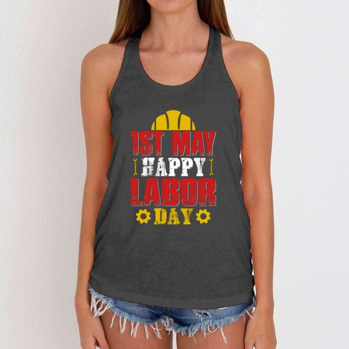 1st May Happy Labor Day Gift Women's Knotted Racerback Tank