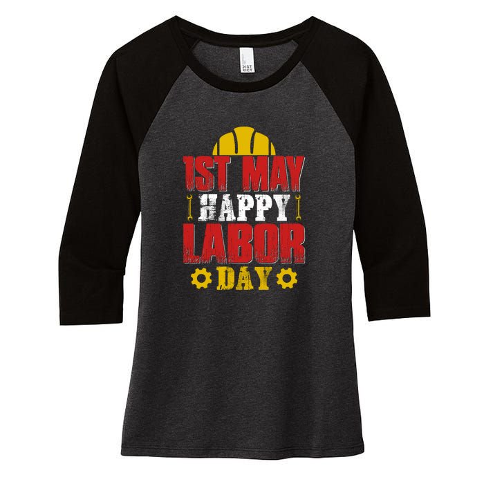 1st May Happy Labor Day Gift Women's Tri-Blend 3/4-Sleeve Raglan Shirt