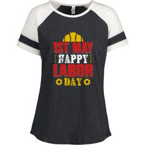 1st May Happy Labor Day Gift Enza Ladies Jersey Colorblock Tee