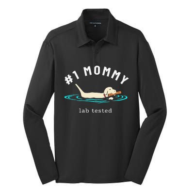 1 Mommy Lab Tested Yellow Labrador Retriever Lab Dog Lover Silk Touch Performance Long Sleeve Polo