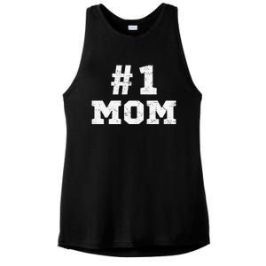 1 Mom Number One Mom Mama Mother Funny Mother's Day Ladies PosiCharge Tri-Blend Wicking Tank