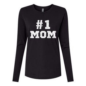 1 Mom Number One Mom Mama Mother Funny Mother's Day Womens Cotton Relaxed Long Sleeve T-Shirt