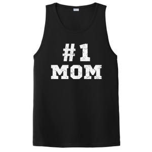 1 Mom Number One Mom Mama Mother Funny Mother's Day PosiCharge Competitor Tank