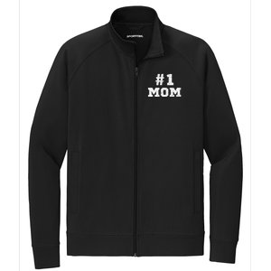 1 Mom Number One Mom Mama Mother Funny Mother's Day Stretch Full-Zip Cadet Jacket