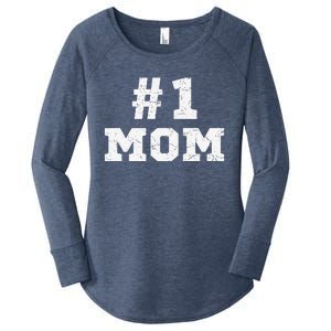 1 Mom Number One Mom Mama Mother Funny Mother's Day Women's Perfect Tri Tunic Long Sleeve Shirt